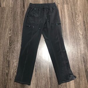 SCRUBSTAR Petite XS Pewter Cargo Scrub Pants Stretch Zippers Drawstring
